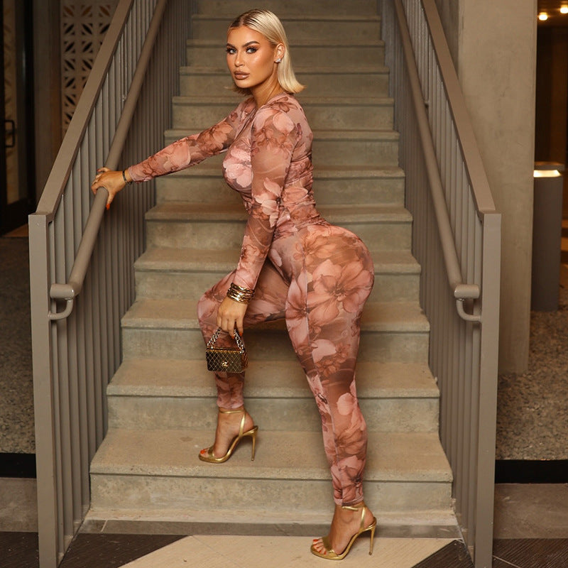 Fashion Sexy Floral Print Leggings Set For Women