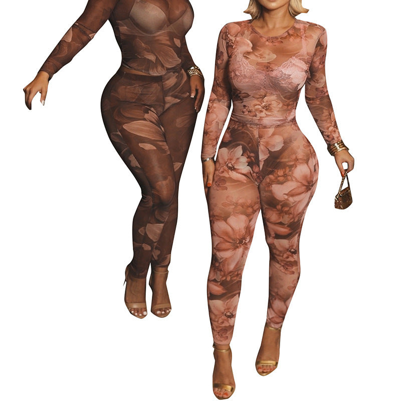 Fashion Sexy Floral Print Leggings Set For Women