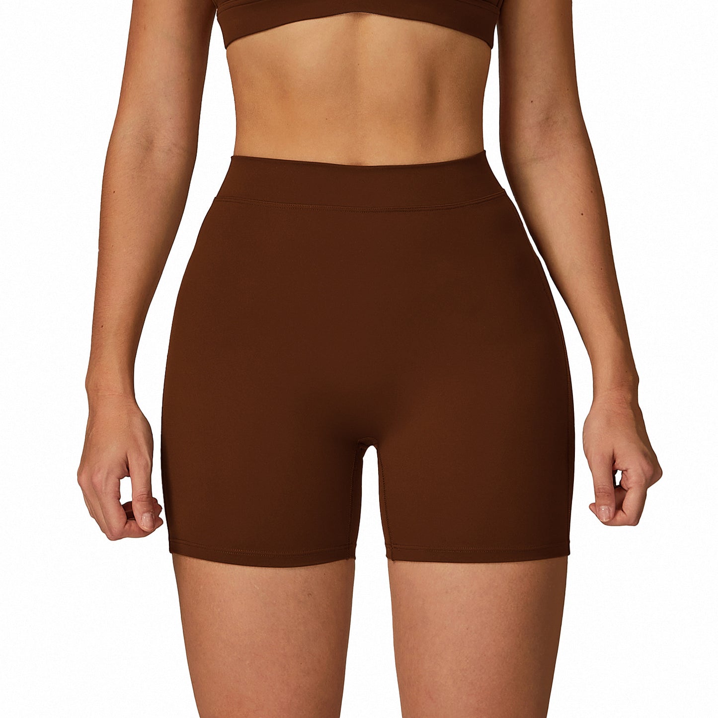 Cross-border European And American Brushed High Waist Tight Peach Bum Lift Shorts