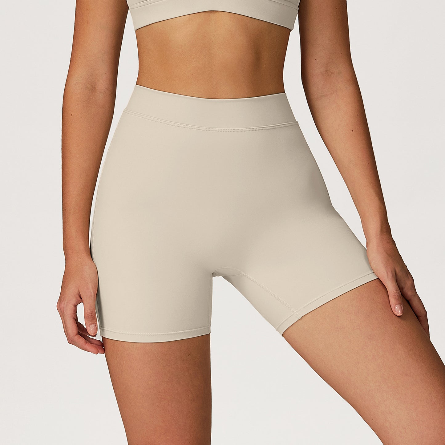 Cross-border European And American Brushed High Waist Tight Peach Bum Lift Shorts